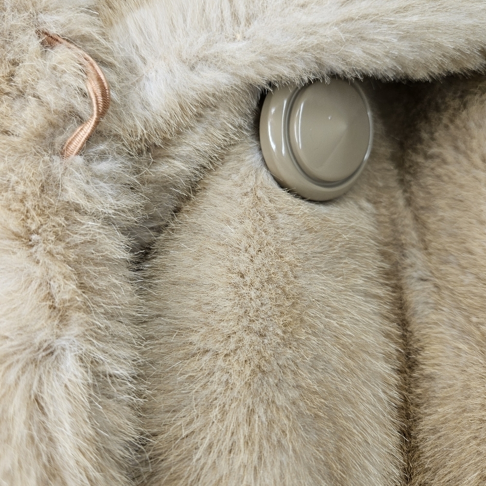 Vintage 60s Grandella tan heavy classic faux fur coat pockets satin lined sz 10 - Picture 6 of 16